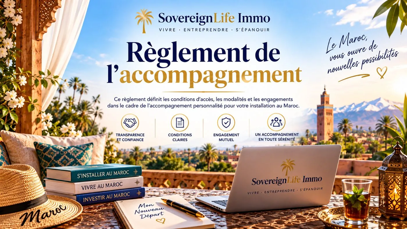 Règlement de l'accompagnement — Sovereign Life Immo. Transparence et confiance, conditions claires, engagement mutuel, accompagnement en toute sérénité.